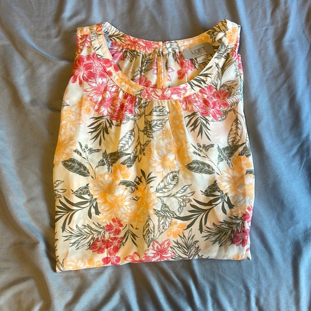 Loft sleeveless blouse; jungle print